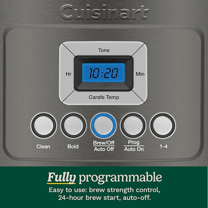 Cuisinart 14-Cup Coffee Maker, Programmable PerfecTemp Glass Carafe Coffee Machine with 1-4 Cup Setting, Brew Strength Control and Brew Pause, Stainless Steel, DCC-3200BKSNAS, Black