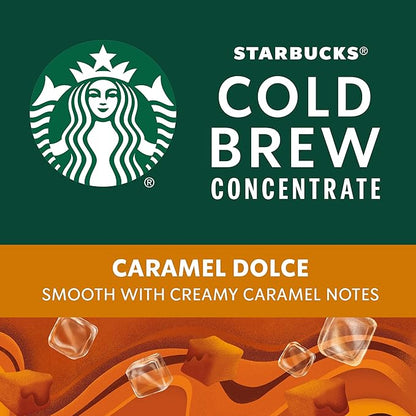 Starbucks Cold Brew Coffee Concentrate, Caramel Dolce, 100% Arabica, Multi-Serve Bottle (32 Fl Oz)