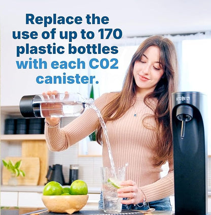 Soda Sense 60L CO2 Exchange Canister - 4 Pack, Threaded Style - Compatible with All 'Screw-In' Soda/Sparkling Water Makers, Including SodaStream BLUE Cylinder Models, Ninja Thirsti, Philips & More