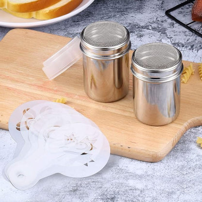 72 Pieces Coffee Decoration Stencils Latte Art Template Coffee Mold Tool with 2 Latte Art Pen 2 Dusting Jars Mesh Powder Shaker for Cake Cookie Decorating Oatmeal Cappuccino Hot Chocolate
