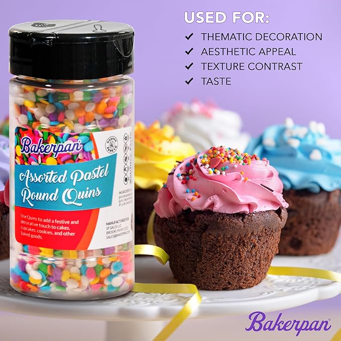 Bakerpan Heart Sprinkles for Baking - Assorted Colors Sprinkles for Cookies - 4 Ounces Heart Shaped Sprinkles Edible Made in USA