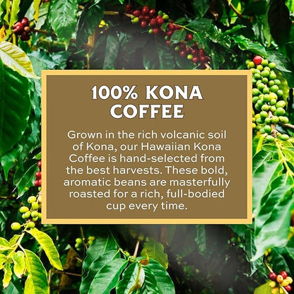Lion Coffee 24K Gold Roast 100% Kona Whole Bean Coffee, Medium-Light Roast, A Taste of Aloha - 7 Ounce Bag