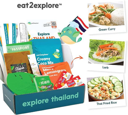 eat2explore Cooking Kits for Kids – Interactive & Educational Kids Cooking Sets Real for Ages 5 and Up,3 Recipe Cards & Global Ingredients – Fun Gift for Young Chefs (Thailand Edition)