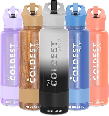 Coldest Insulated Water Bottle with Straw Lid - Stainless Steel Metal Insulated Bottle for Men & Women (Hyperspace White, 40 oz)