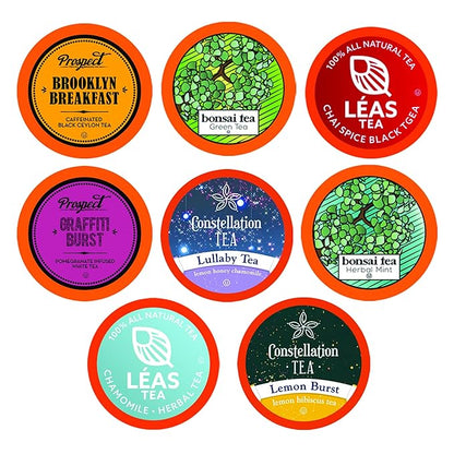 Two Rivers Coffee Tea Pods Compatible with K Cup Brewers Including 2.0 Variety Sampler Assorted Tea Pack, 5 Cups Of Each Flavor, 40 Count