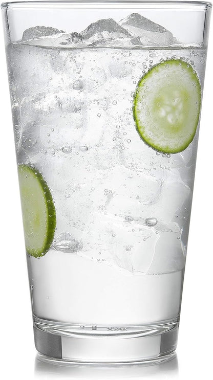 Libbey Preston Tumbler and Rocks Glasses Set, All Purpose Everyday Drinking Glasses Set of 16, Dishwasher Safe Kitchen Glassware Set