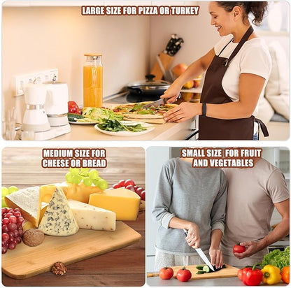 Patelai 12 Packs Wooden Cutting Board Set with Handles Large Kitchen Serving Plain Chopping Board Bulk Gifts for Mom for Vegetables Meat Pizza Cheese Fruit Bread(Bamboo,17 x 13 Inch)