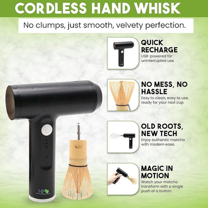 Matcha Electric Whisk Set - Rechargeable Handheld Frother with Whisk and Holder | Automatic Frother for the Perfect Blend | Electric Handheld Frother for Matcha Tea Lovers