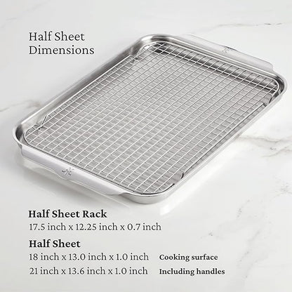 Hestan Provisions OvenBond – 4-Piece Tri-ply Sheet Pan & Stainless Steel Cooling Rack Set