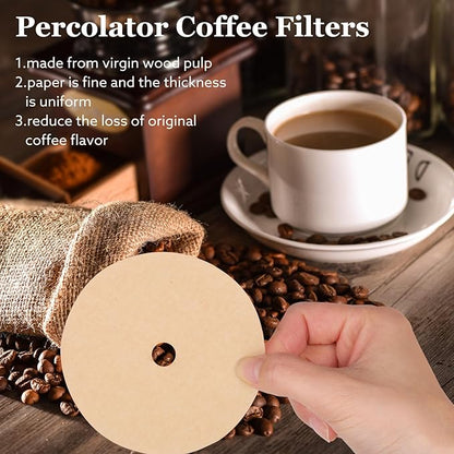 500 Count Percolator Coffee Filters, 3.75in Natural Unbleached Percolator Filters Disposable Disc Coffee Filters for Coffee Shops, Camping, Home, Office
