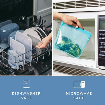 Stasher Premium Silicone Reusable Food Storage Snack Bag, Aqua, Microwave, Sous Vide, Dishwasher, Oven and Freezer Safe, BPA Free, Leak-free, Eco-friendly, 12 Oz