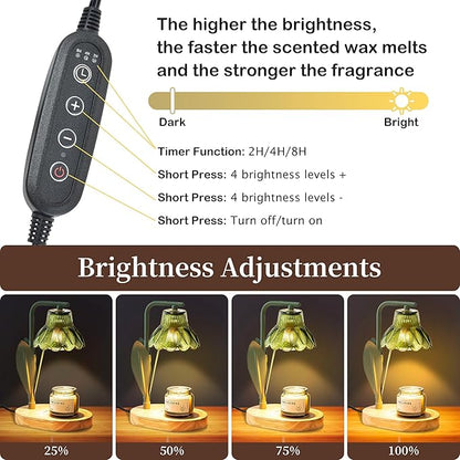 Flower Candle Warmer Lamp with Timer,Dimmable Candle Lamp Warmer,Adjustable Height Candle Warmer for All Jar Candles,Bedroom Living Room Home Decor Aesthetic Christmas Birthday Gifts (Lotus flower)