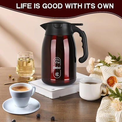 Thermal Coffee Carafe-56oz vacuum Coffee Carafe For Keeping Hot Liquids,Coffee Carafe,Thermal Stainless Steel, Coffee Carafes Press On Lid, Coffee Dispenser Bpa Free .(1.6l) Red