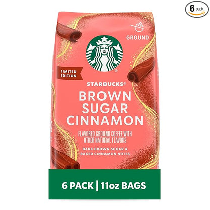 Starbucks Ground Coffee, Brown Sugar Cinnamon Naturally Flavored Coffee, 100% Arabica, Limited Edition, 6 Bags (11 Oz Each)