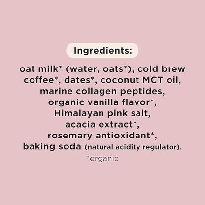 Pop & Bottle, Oat Milk Lattes - Cold Brew, Maca, Antioxidants, Ashwagandha, MCT Oil, Collagen, Organic, Diary Free, Gluten Free, Lightly Sweetened with Dates - Variety, 8 Fl Oz (12 Pack)