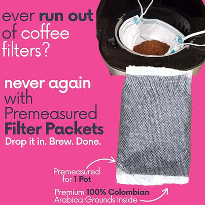 Ground Flavored Coffee In Filter Packs | Sweet Cream Jamaican Me Crazy | Medium Roast Low Acid Mold Free Pouches | Highest Rated Gourmet Bulk Individual Premeasured Packets for 10-12 Cup Drip Maker