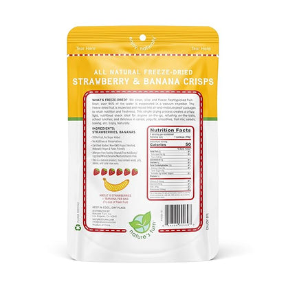Nature’s Turn Freeze-Dried Strawberry Banana Crisps – Healthy, Gluten-Free, Crispy & Delicious, Plant-Based Snack, Ideal for Cereal, Smoothies, School Lunches, & On-the-Go, Bags of 6 (0.53 oz Each)