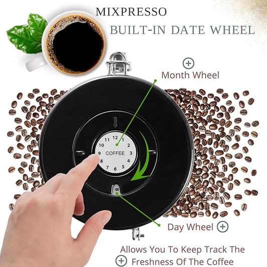 Mixpresso 16 Oz Copper Coffee Canister, Stainless Steel Airtight Coffee Container, Ground and Bean Storage with Date Tracker, Vacuum Sealed Espresso Airtight Container, Sugar Container