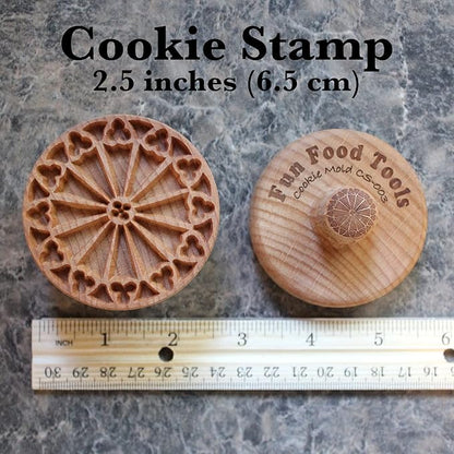 Wood Cookie Stamp, 2.5 Inch (Rose Window CS-003)