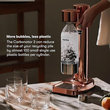 Aarke Carbonator lll with CO2 Cylinder, Sparkling & Carbonation Water Machine, Stainless Steel with PET BPA-Free Reusable Bottle Volume 1L/34 fl oz (Copper)