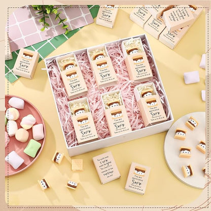 Wettarn 100 Sets S'more Appreciation Gifts Bulk Marshmallow with Box Party Favors Christmas Vet Tech Thank You Gift Rewards for Teacher Employee Nurse Coworkers Staff Team