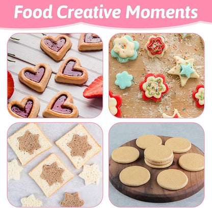 12 Pcs Cookie Cutters Biscuit Cutter Fruit Cutter Shapes Stainless Steel Fondant Cake Mold Heart Flower Star Round Shapes Metal Cutters for Baking