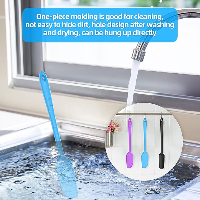 Slim Silicone Spatula Set, 5 Piece Food Grade Rubber Spatulas for Baking, Cooking, and Mixing High Heat Resistant Non Stick Dishwasher Safe BPA-Free (Multicolor)