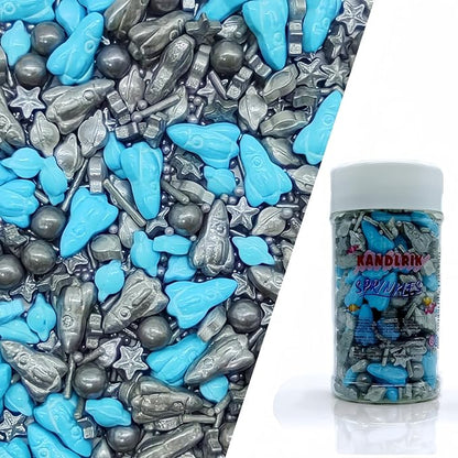 Rockets & Black Pearls Sprinkles Edible Toppers Cake Decorating Mixed Size Cake Decorations Cupcake Toppers Cookie Decorating Perfect for Cakes,Cupcakes,Desserts Toppings 3OZ