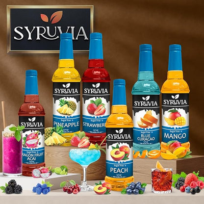Syruvia Sugar-Free Cherry Syrup, Flavored Syrup for Drinks, Cocktails, Lemonades, Iced Teas, and Desserts – 25.4 fl oz