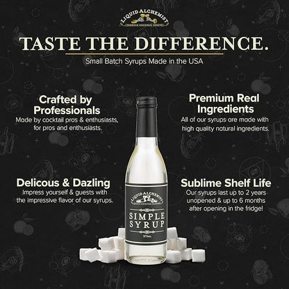 Liquid Alchemist Simple Syrup for Cocktails - Real Ingredients Make our Simple Sugar Syrup the Perfect Old Fashioned Mix - Non-GMO, Gluten Free & Vegan (25 oz)