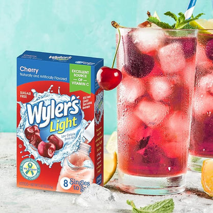 Wyler's Light Singles To Go Powder Packets, Water Drink Mix, Cherry, 96 Single Servings (Pack of 12)