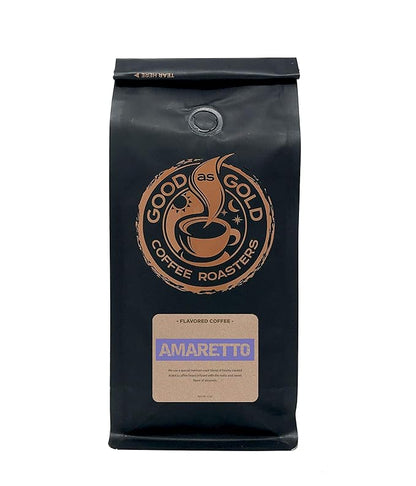 Good As Gold Coffee Roasters - Amaretto Flavored Whole Bean Coffee, 12 Oz