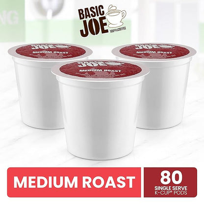 Basic Joe 80-Count 100% Arabica Medium Roast Single Serve Coffee Pods for K-Cup Keurig Brewers