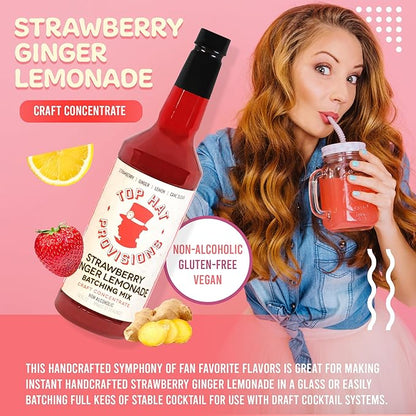 Top Hat Strawberry Ginger Lemonade Concentrate & Batching Mix – 32oz bottle