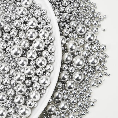 Silver Pearl Sugar Sprinkles for Cake Decorating, 150g/5.29oz Mix Size, Edible Candy Pearls, Cake Decorations, Cupcakes & Cake Toppers, Holiday, Wedding Party, Easter, Christmas Supplies