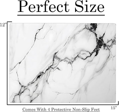 White Black Agate Marble Kitchen Glass Cutting Board Ocean Decorative Gift Marbled Granite Stone Rock Gift For Her Mom Wife (White Black)