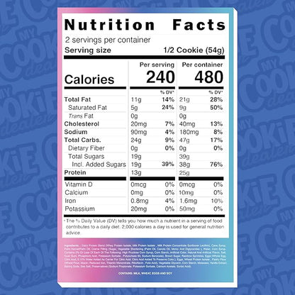My Cookie Dealer Protein Cookies, Birthday Cake (12-Pack, 3.8oz Each) - 25g of Protein per Cookie - Individually Wrapped Workout Snacks for On-The-Go Travel