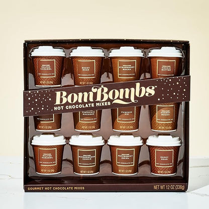 BomBombs Mini Hot Chocolate Gift Set in Signature Brown Packaging, Dessert Flavors Include Rocky Road, Cookie Butter, Pumpkin Pie & More, Set of 12