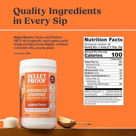 Bulletproof Original Creamer, 29.6 Ounces, Keto Coffee Creamer with MCT Oil and Grass-Fed Butter, Value Offering, Packaging May Vary