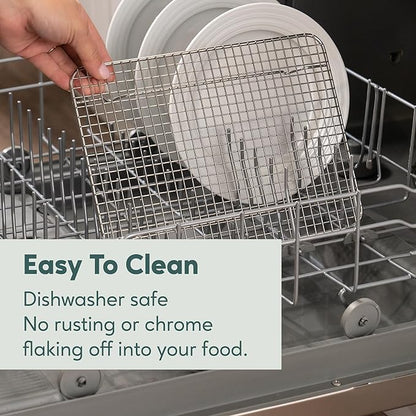Ultra Cuisine Oven-Safe, Dishwasher-Safe 100% Stainless Steel Cooling & Baking Rack Set - Jelly Roll Sheet Pan Size - Heavy Duty - 10 x 14.7" - Set of 2 - Wire Cooling Racks for Baking & Cooking