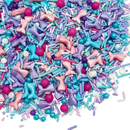 Manvscakes Sprinkles- Edible Cake and Cupcake Sprinkles with Assorted Shapes and Sizes for Parties, Metallic Sprinkle Mix for Cookies, Ice Cream, Cake and Cupcake Decorating, 4 oz (Mermaid)