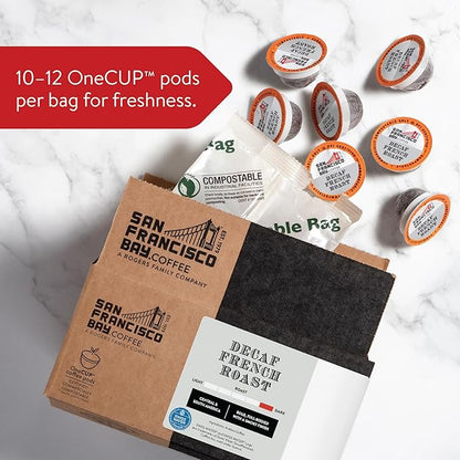 San Francisco Bay Compostable Coffee Pods - DECAF French Roast (80 Ct) K Cup Compatible including Keurig 2.0, Dark Roast, Swiss Water Processed