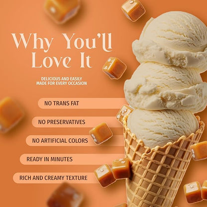 Triple Scoop - Premium Salted Caramel Ice Cream Mix For Ice Cream Maker. Simple, Easy, Delicious. From Gourmet Mix To Maker in 5 Minutes, Makes 2 Creamy Quarts, Made in USA (1 Pack, Salted Caramel)