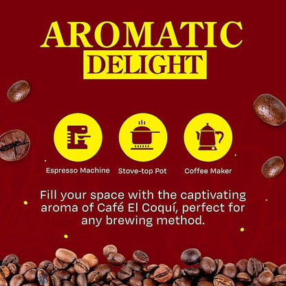 El Coquí Dark Roast Espresso Ground Coffee, Rich, Ground Coffee, Bulk Coffee, Authentic Puerto Rican Style Coffee, Vacuum Sealed, Ground Espresso Beans, 6 oz (24 pack)