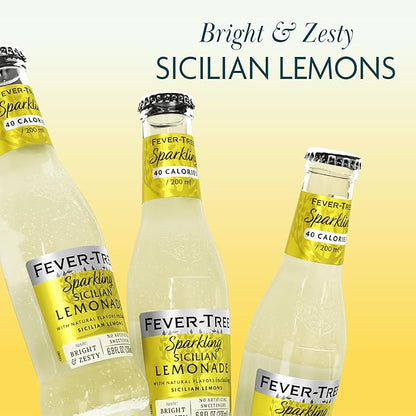 Fever-Tree Sparkling Sicilian Lemonade - Premium Quality Mixer - Refreshing Beverage for Cocktails & Mocktails. Naturally Sourced Ingredients, No Artificial Sweeteners or Colors - 6.8 Fl Oz Bottles - Pack of 24