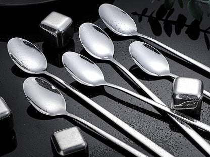 Ice Tea Spoon Set of 6 Stainless Steel Coffee Stirrers Spoons Cocktail Stir Sticks Spoons with Long Handle for Bar Coffee Cocktail