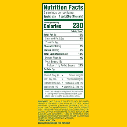 belVita Breakfast Bars Biscuits, Blueberry, 30 Total Packs, 6 Boxes (4 Biscuits Per Pack)