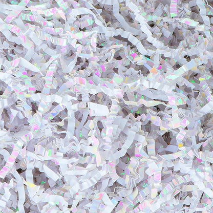 Crinkle Cut Paper 7oz Shredded Packing Grass Cushion Paper for Gift Baskets Christmas Wedding Birthday Bridesmaid Engagement Craft Gift boxes Bags Filler (Diamond White)