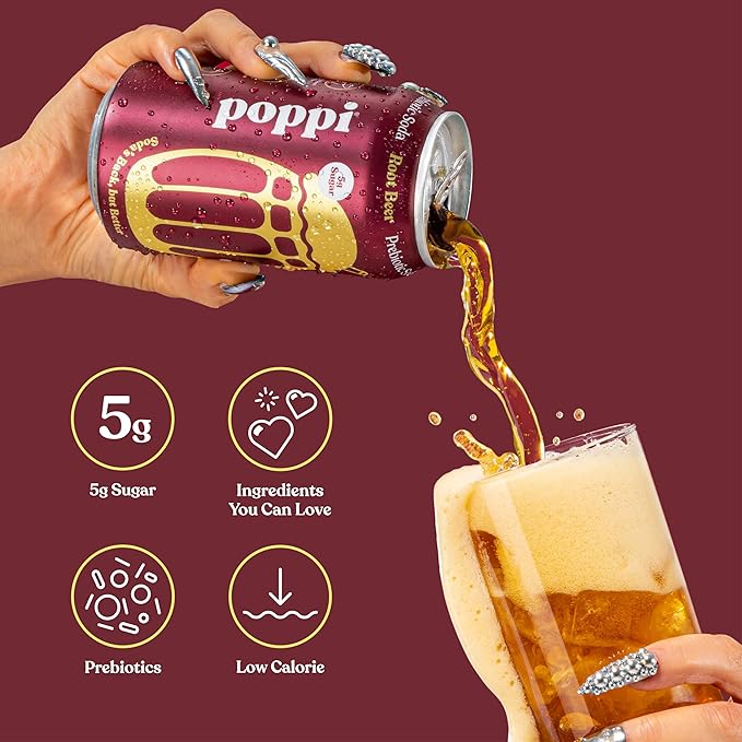 Poppi Sparkling Prebiotic Soda Beverage with Apple Cider Vinegar, Seltzer Water and Fruit Juice, The Classics Variety Pack, 12 Fl Oz, Pack of 12, Packaging May Vary