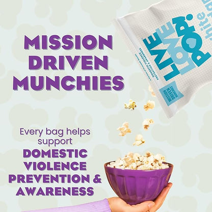 Live Love Pop White Cheddar Flavored Gourmet Popcorn, 1.0 Oz (Pack of 12), Healthy Snack, Gluten Free, Vegan & Non-GMO, Mission Driven Munchies